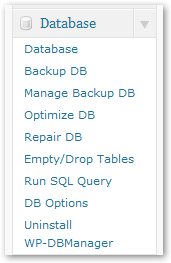 Menu WP-DBManager